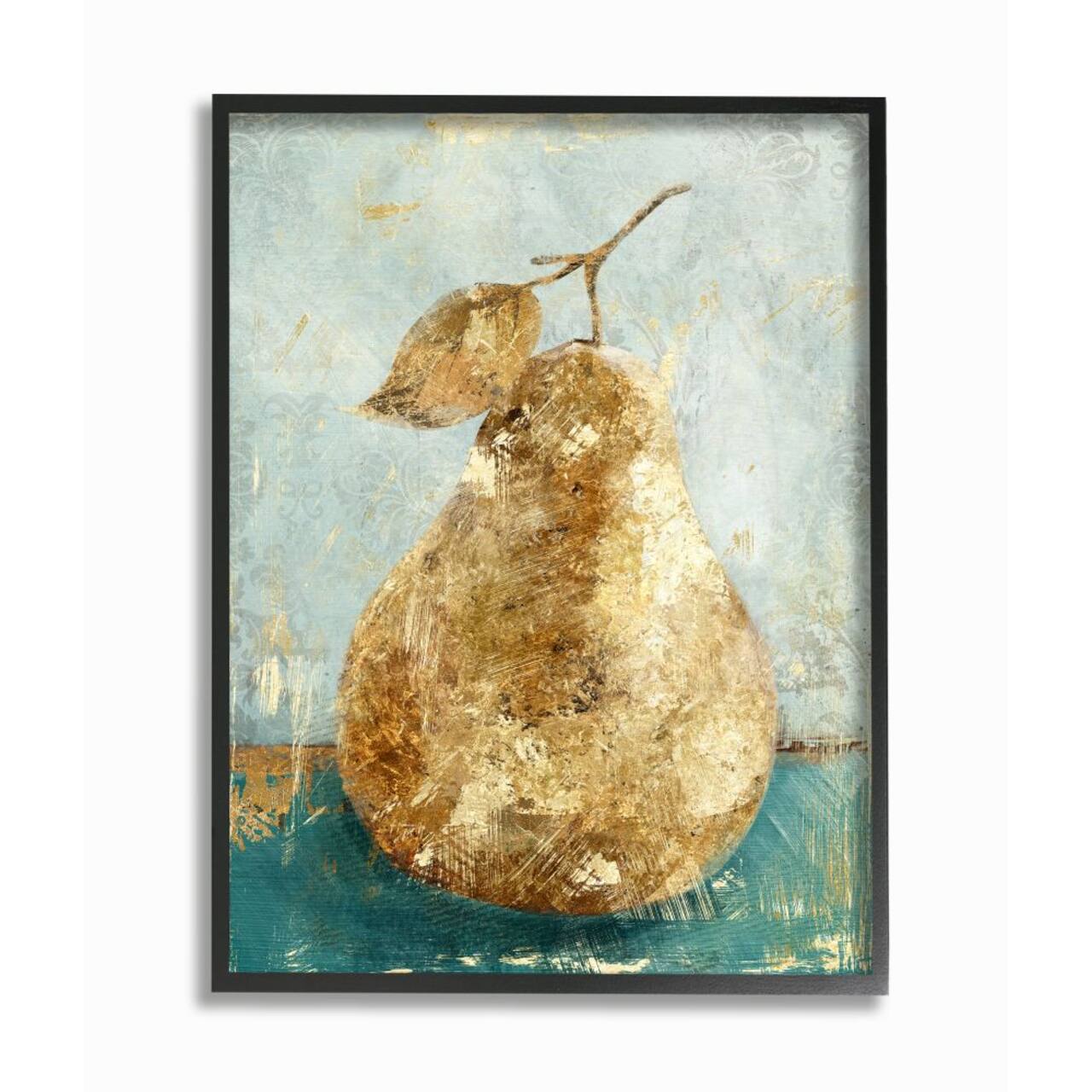Stupell Industries Golden Pear Painting Wall Art in Black Frame